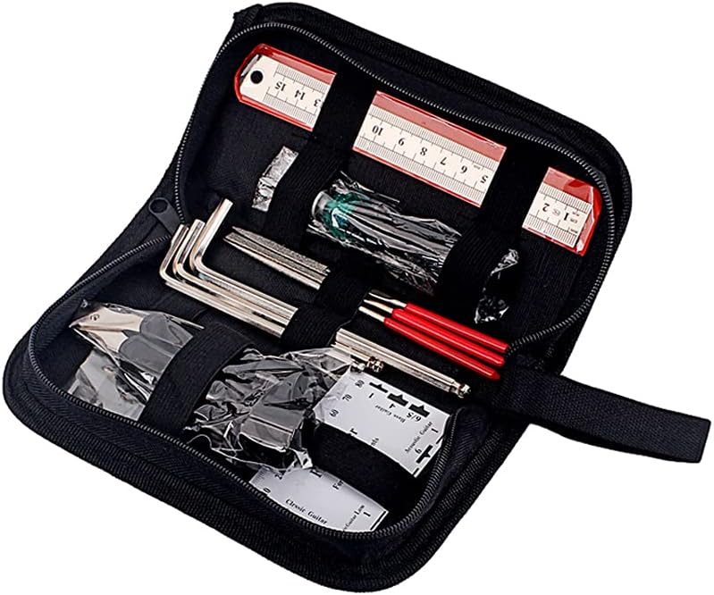 Alnicov Eletric Guitar Repair Maintenance Tool Kits，Includes String Organizer String Action Ruler Gauge Measuring Tool Hex Wrench Set File for，Guitar Ukulele Bass Mandolin Banjo