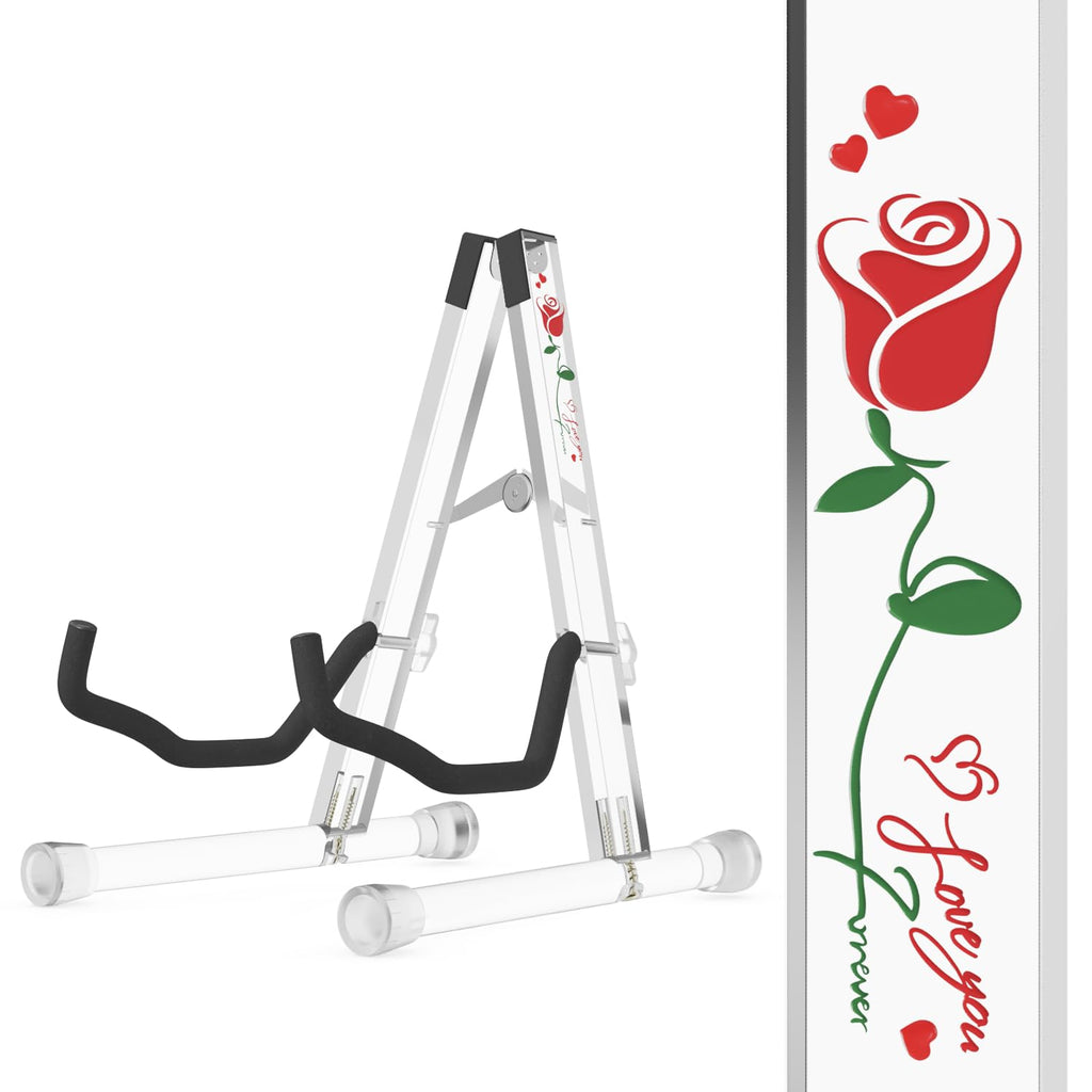DIDA Guitar Stand, Acrylic Transparent Guitar Stand for Acoustic Guitar, Electric Guitar, Cello, Guitar Holder, Single Guitar Stand, Guitar Accessories (Merry Christmas, Electric Guitar/Cello/Bass)
