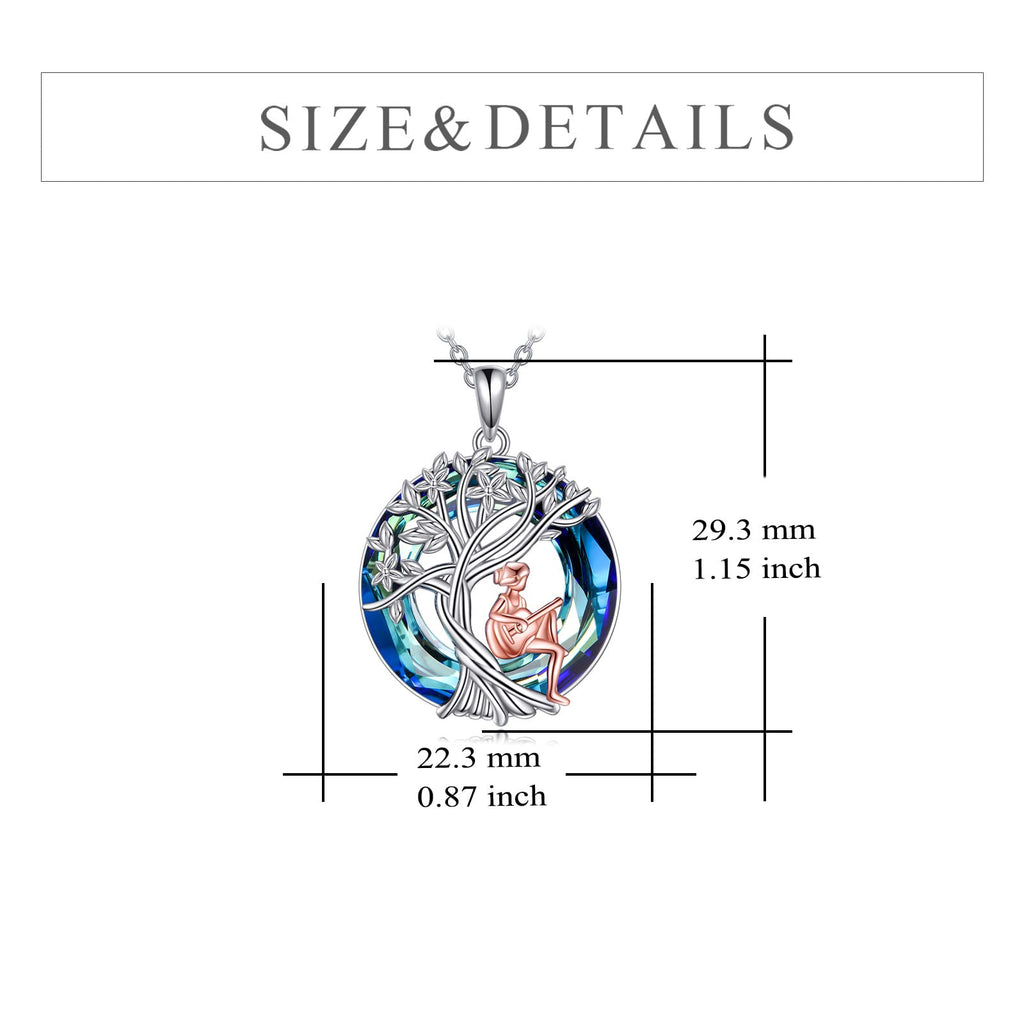 YFN Tree of Life Necklace Sterling Silver Crystal Jewelry Graduation Birthday Gifts for Women
