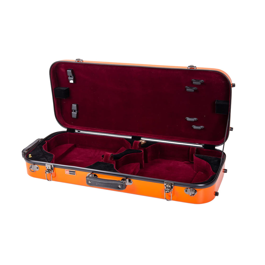 Crossrock Fiberglass Double Violin Case fits Two 4/4 Full-Size Violins- Includes TSA lock, Protective Blanket, Hygrometer, Removable Shoulder Straps- Milky White (CRF2020DVMW)