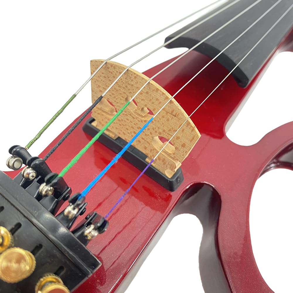 4/4 Full Size Electric Violin – Silent Electric Violin with Headphone Jack, Ebony Fittings – Includes Case, Bow, – Ideal for Practice & Performance (Black)
