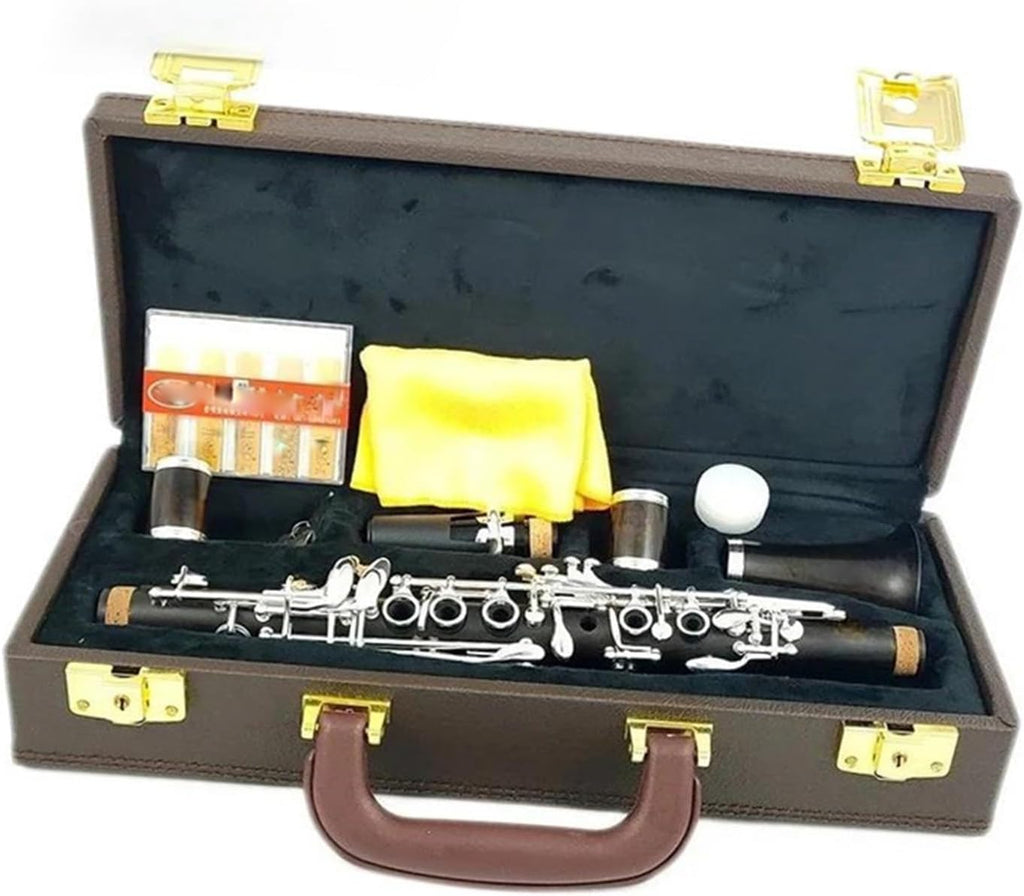 Middle E Flat Clarinet Ebony With Case Silver Plated Keys Clarinet Set