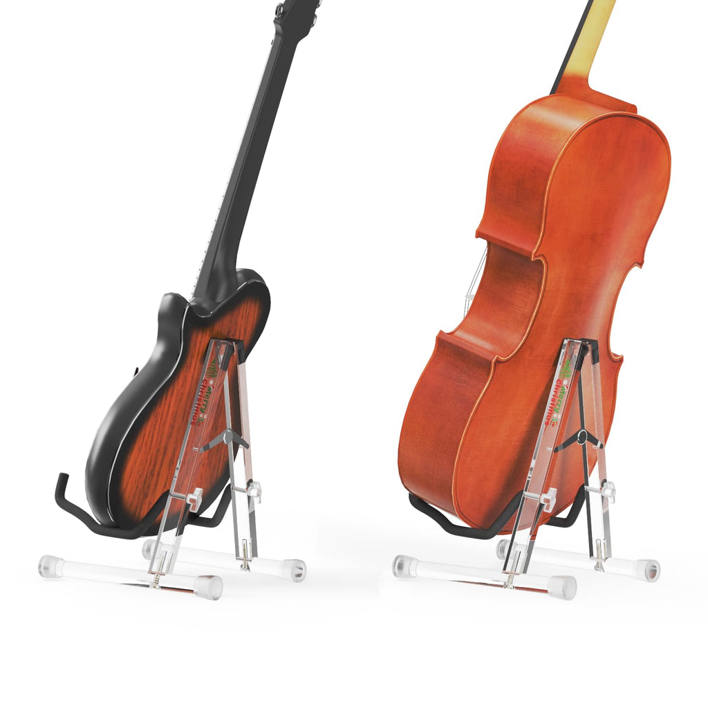 DIDA Guitar Stand, Acrylic Transparent Guitar Stand for Acoustic Guitar, Electric Guitar, Cello, Guitar Holder, Single Guitar Stand, Guitar Accessories (Merry Christmas, Electric Guitar/Cello/Bass)