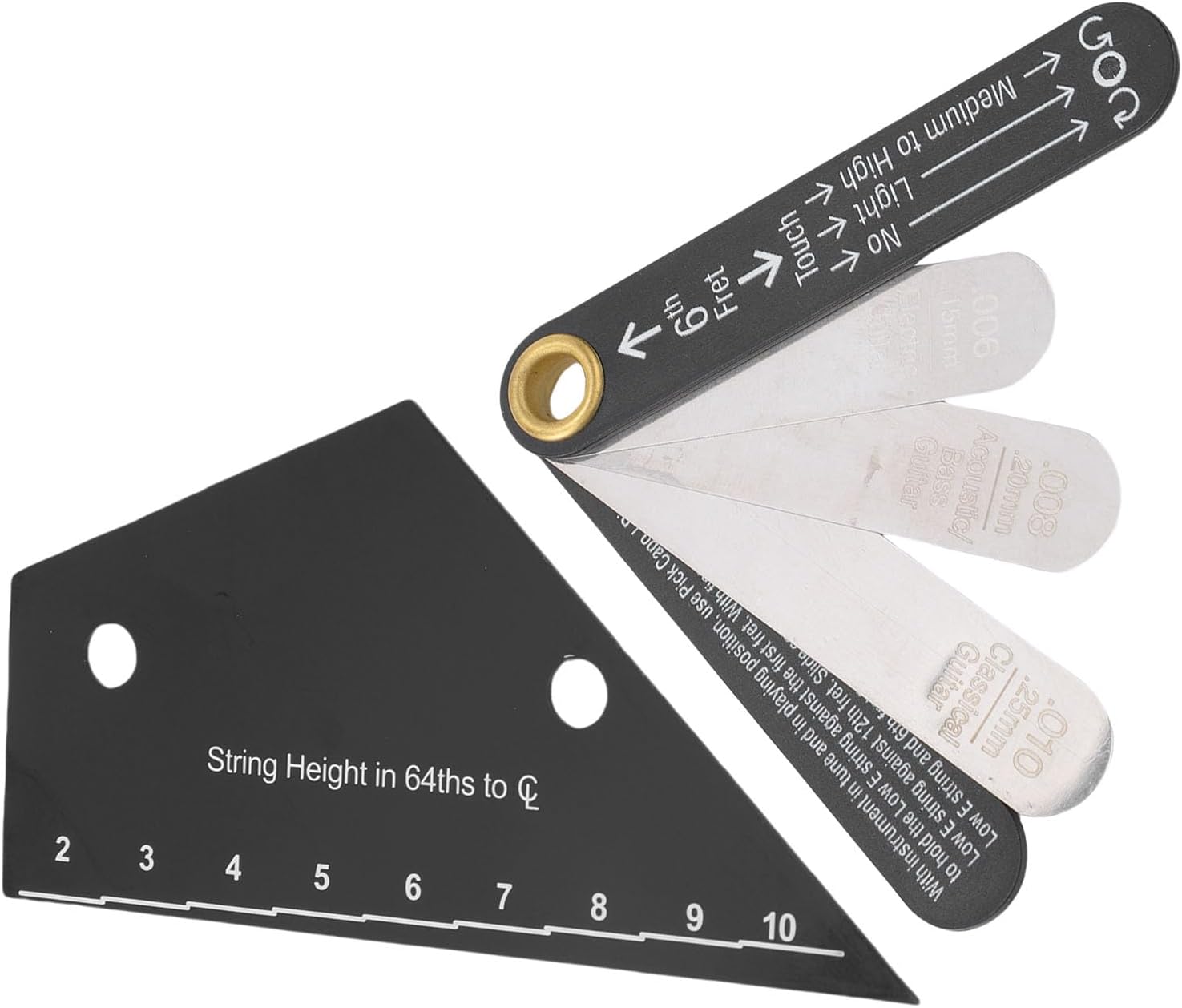 Guitar String Action Ruler, Stainless Steel Measurement Tool Kit with Height Chart for Electric Acoustic Bass Guitars and Truss Rod Adjustment