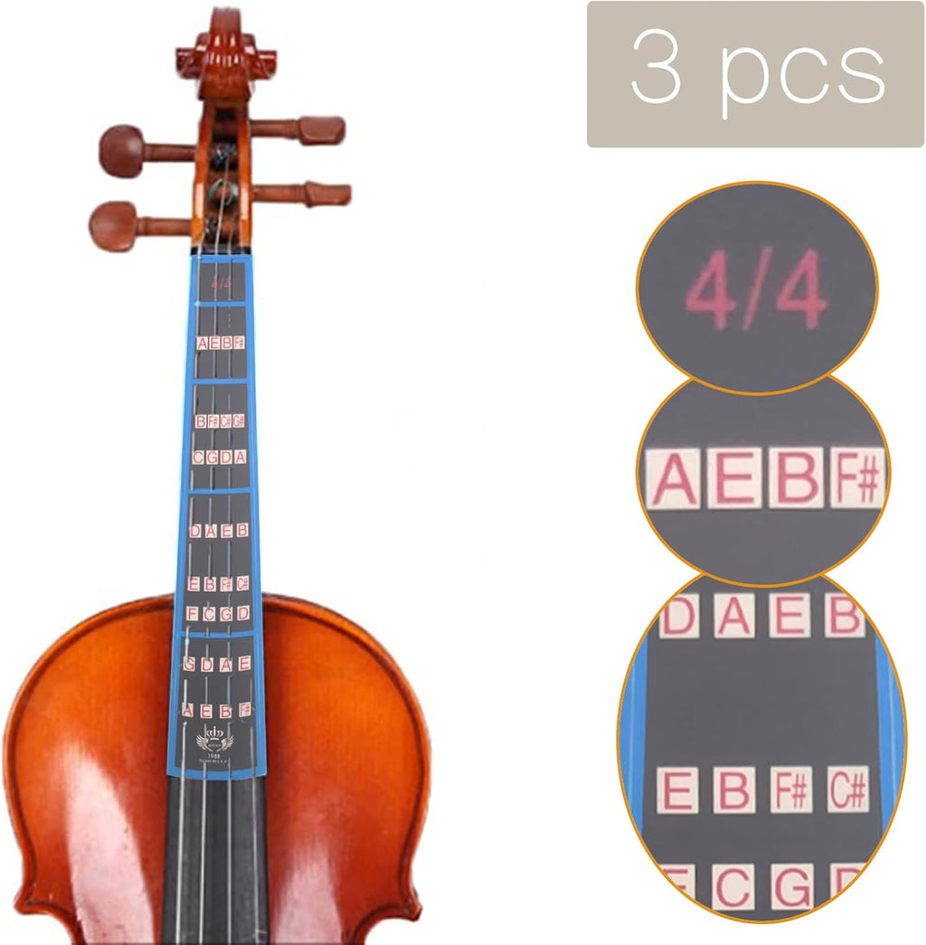 3-Pack Violin Finger Guide Fingerboard Note Stickers for 4/4 Size