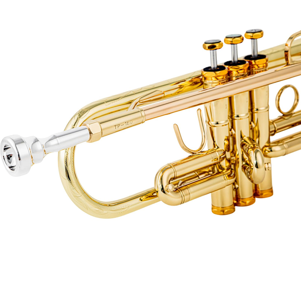 Bb trumpets red gold brass leadpipe mouthpipe advanced student professional trumpet Musical Instruments For Beginner Adults (710 gold brass)