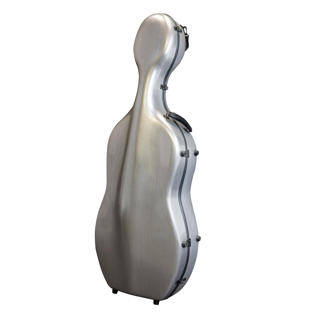 MI&VI Forte Series Hard Cello Case (Full Size) with Wheels — Polycarbonate Tough Shell Case for 4/4 Sized Cellos (White)