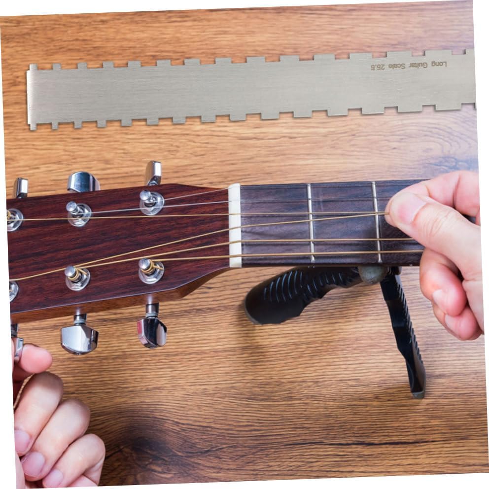 BESPORTBLE 2Sets Electric Guitar String Action Gauge Notched Straight Edge Ruler for Precise Fretboard Measurements Durable Design for Guitar Technicians
