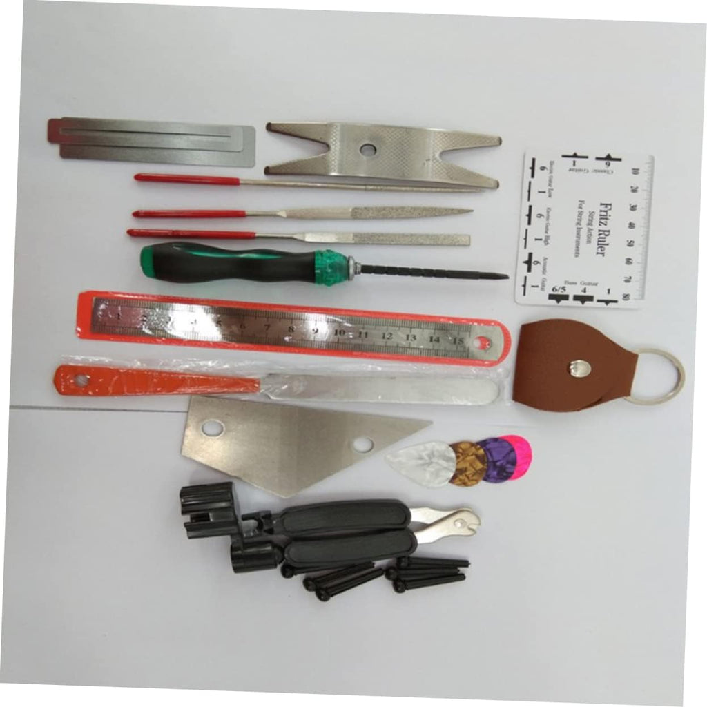 Abaodam 24pcs Guitar Tool Kit String Cutter Action Ruler Fret Files and Guard for Electric and Classical Guitar Repair and Maintenance