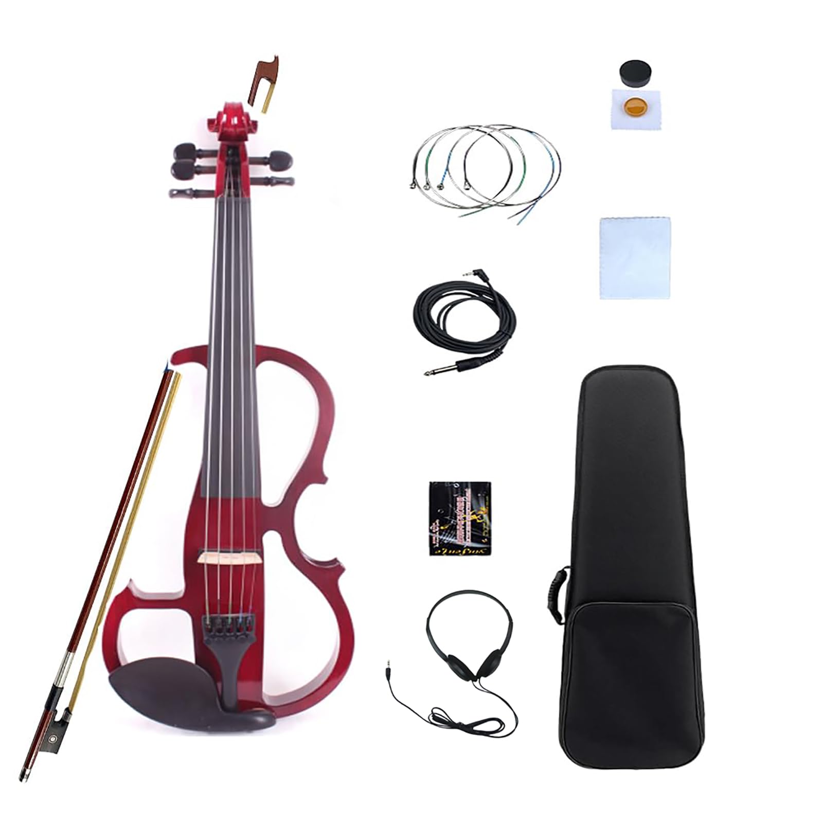 Vetimobato 16 Inch Silent Electric Viola Set- Solidwood Body with Ebony Fittings Metallic Coating Full Viola Set for Beginner Practice Professional Performance and Studio Recording (Blue, 4 String)