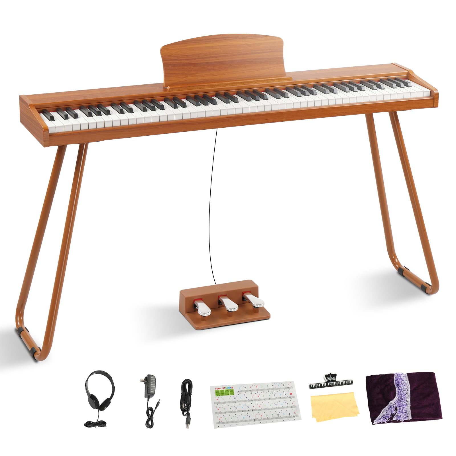Ktaxon 88 Key Keyboard Piano Set, Full Size Digital Piano with Multi-Adjustable Height Bench, Powerful Functional Panel, Professional 3 Pedal Unit and Dual Mode Connectivity for Beginner(Black)