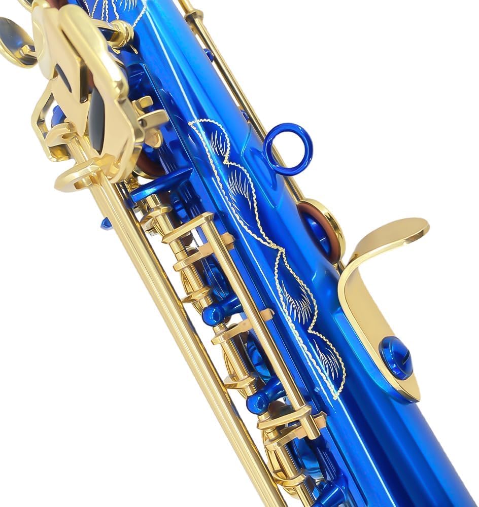 Straight Soprano Saxophone Bb B Flat Sax with Case, Mouthpiece,Reeds & Accessories Brass Woodwind Instrument for Beginners,Adults & Advanced Players