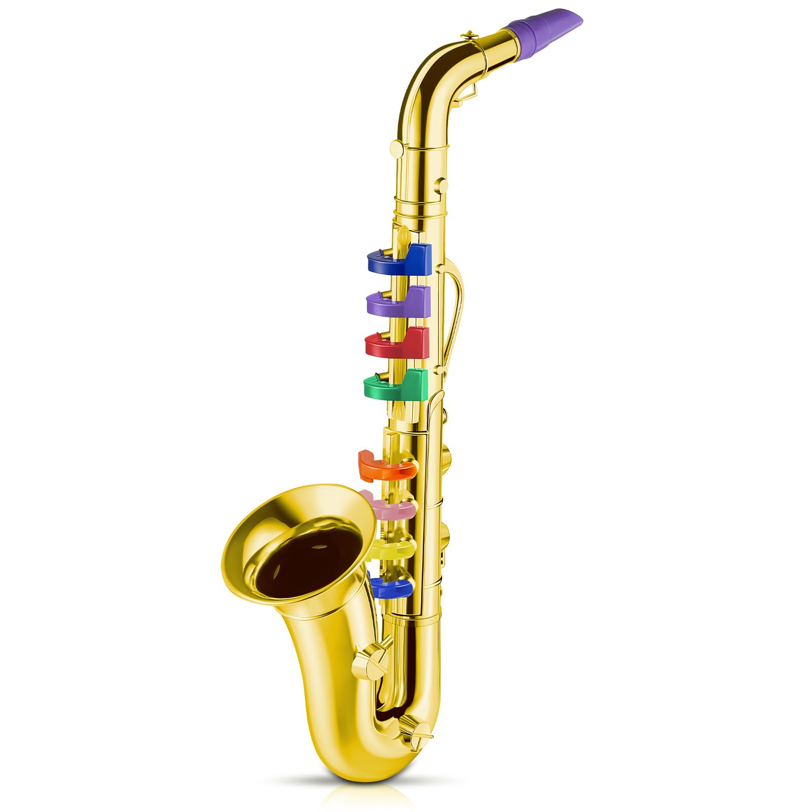 Lewtemi Gold Trumpet Musical Instruments Toy for Kid Toddler Fake Plastic Preschool Music Toy Gift Non-Professional Wind Instrument Early Educational Teaching Songs Gifts for Toddlers Children