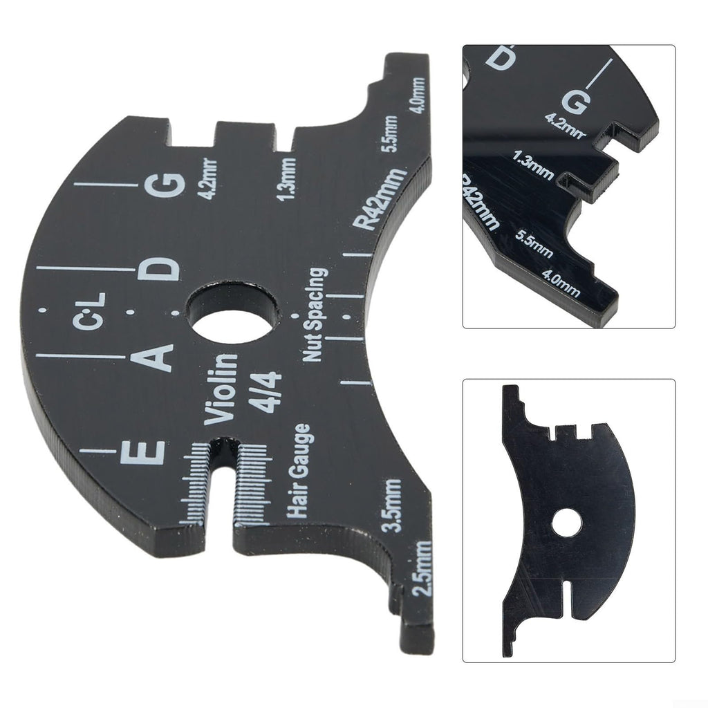 Violin For Bridge Template For Violin Cello Double Bass Multifunctional Luthier Tool For String Height Chord Distance Measurement And Repair Full Size Plastic Gauge Black(Violin 1/2)
