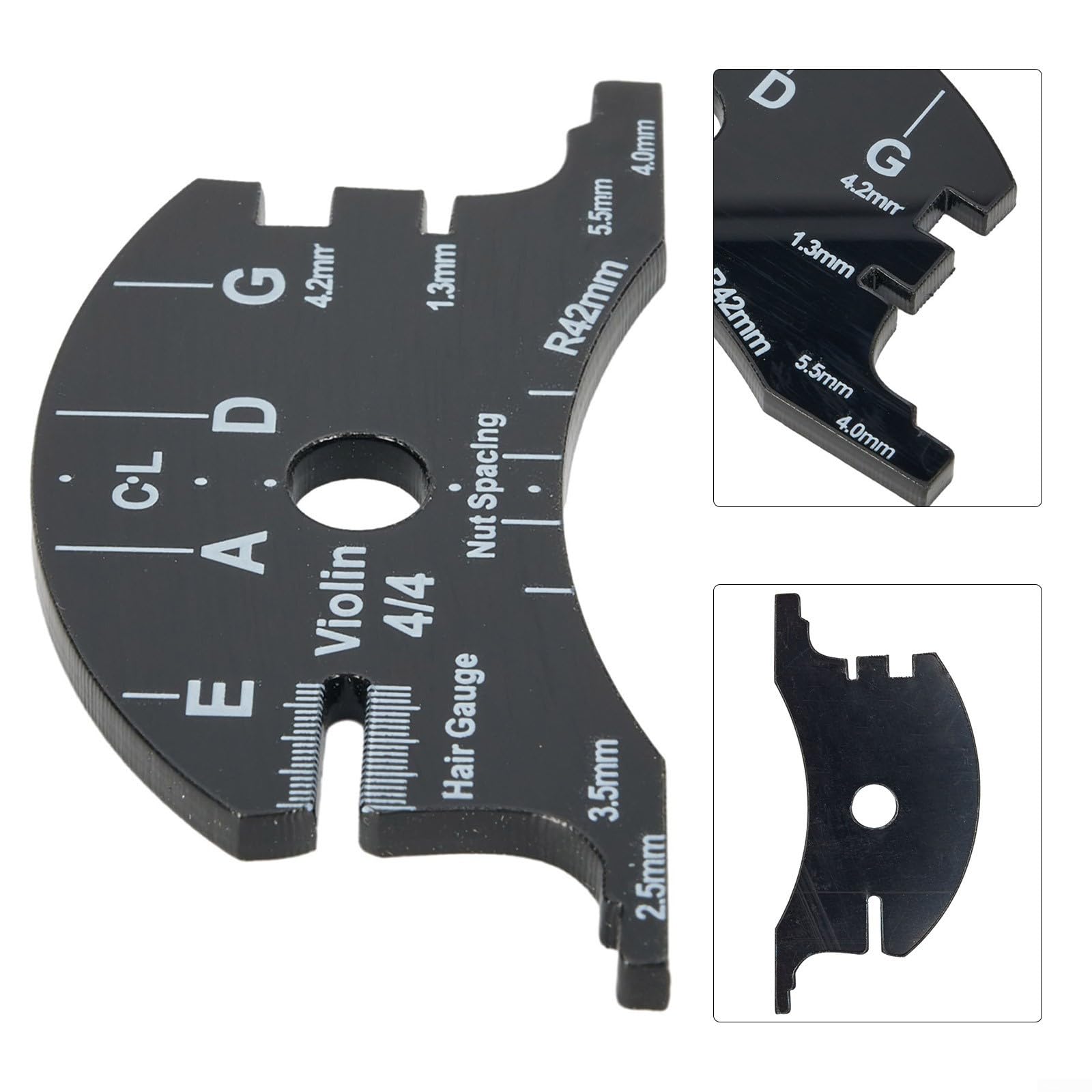 Violin For Bridge Template For Violin Cello Double Bass Multifunctional Luthier Tool For String Height Chord Distance Measurement And Repair Full Size Plastic Gauge Black(Violin 1/2)
