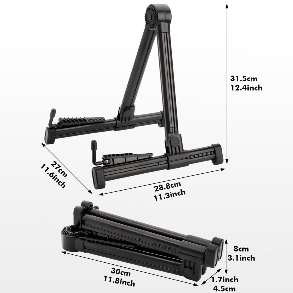 Guitar Stands 2 PACK, Plastic Lightweight A-Frame Guitar Floor Stand, ABS Guitar Rack, Foldable Guitars Holder for Bass, Banjo, Cello, Mandolin, Guitar Accessories (Black)