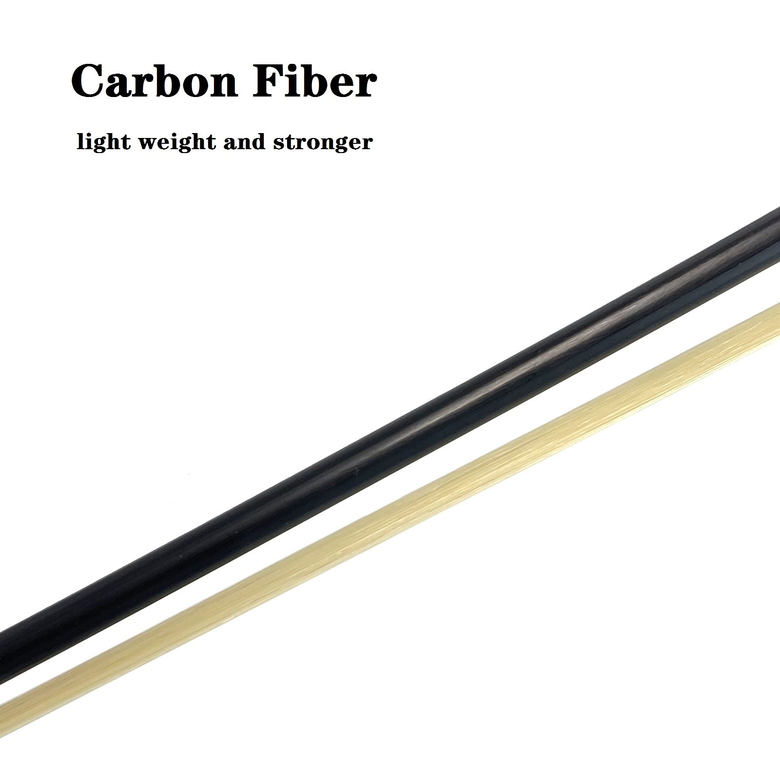 LIEKE Carbon Fiber Violin Bow 4/4 Full Size LightWeight Fiddle Bow (4/4 size, Black)
