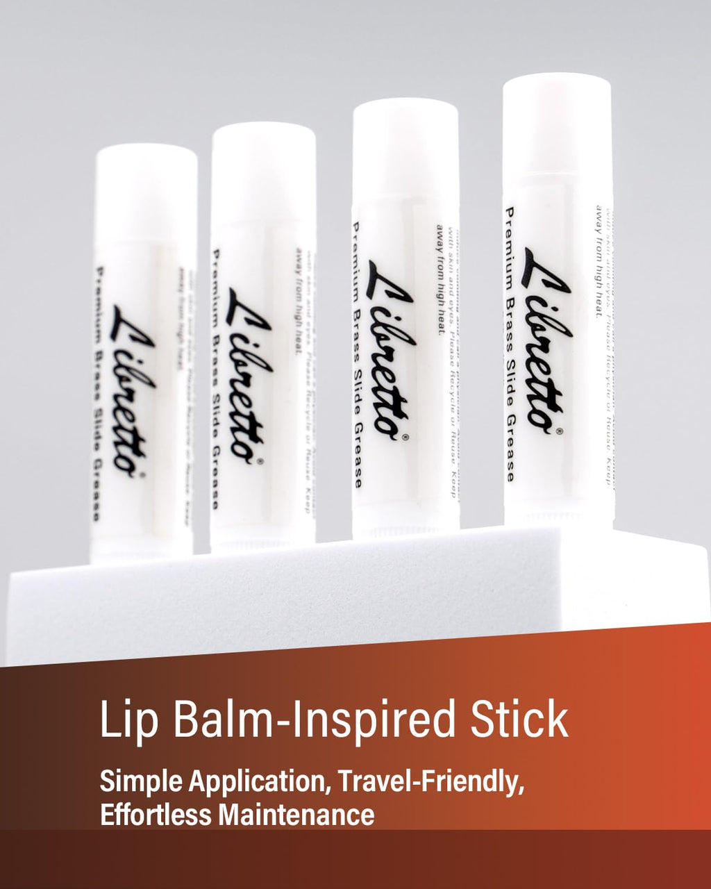 Libretto Premium Brass Slide Grease Stick, 0.16 oz (5 ml), Odorless & Pure, Great Materials from Japan, 100% Special-blended Formula, Thick & Sticky, Best to Extend Life of Trumpet, French Horn & Tuba