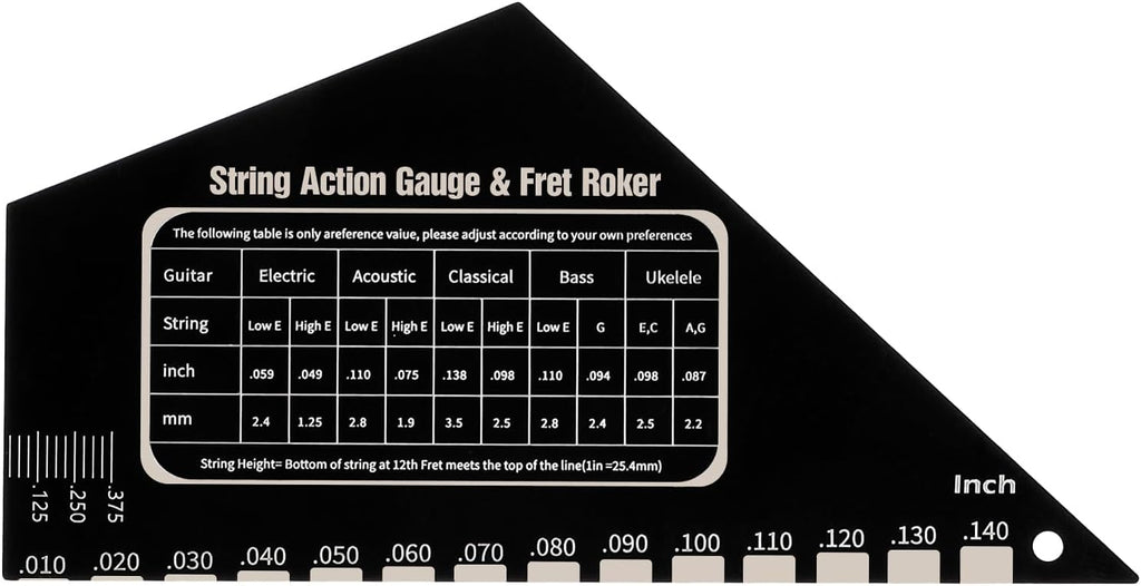 Guitar String Action Gauge Ruler Fret Rocker Tool Ruler Guitar Fret Rocker Gauges String Height Strings Buzzing Frets Catcher Rockers Luthier Tool with Metric and Conversion Charts (1mm)