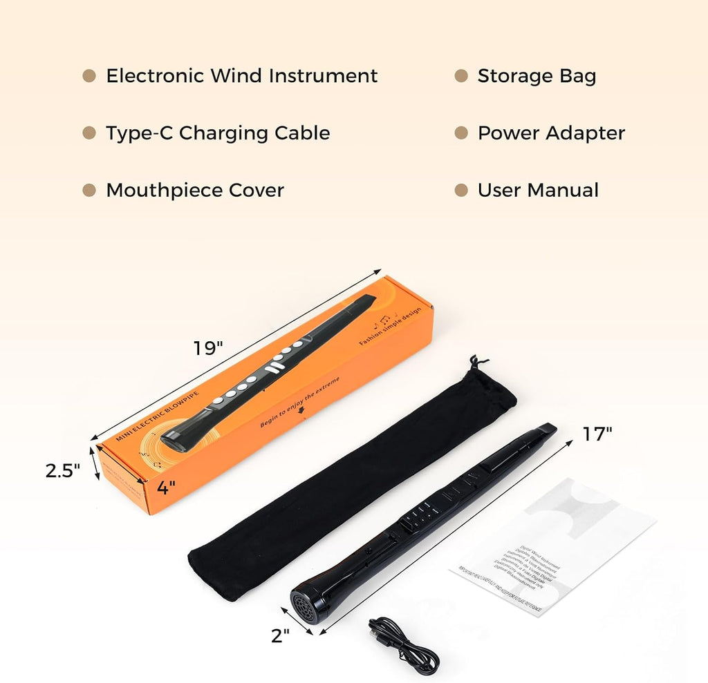 Costzon Electronic Wind Instrument, Portable Mini Digital Electric Saxophone with MIDI, 100 Tones, 3W HIFI Speaker, 4-Octave Range & 2 Fingerings, Rechargeable EWI Synthesizer for Beginners Adults