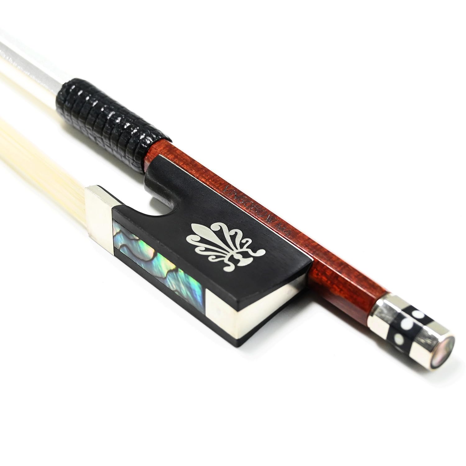 Carbon Fiber Core Hybrid Peranmbuco Skin Violin Bow 4/4 Size VINGOBOW 127V Master Level Fleur-de-lys Snakewood Frog 4 4 Full Straight Premium Natural Horse Hair for Porfessional Player …