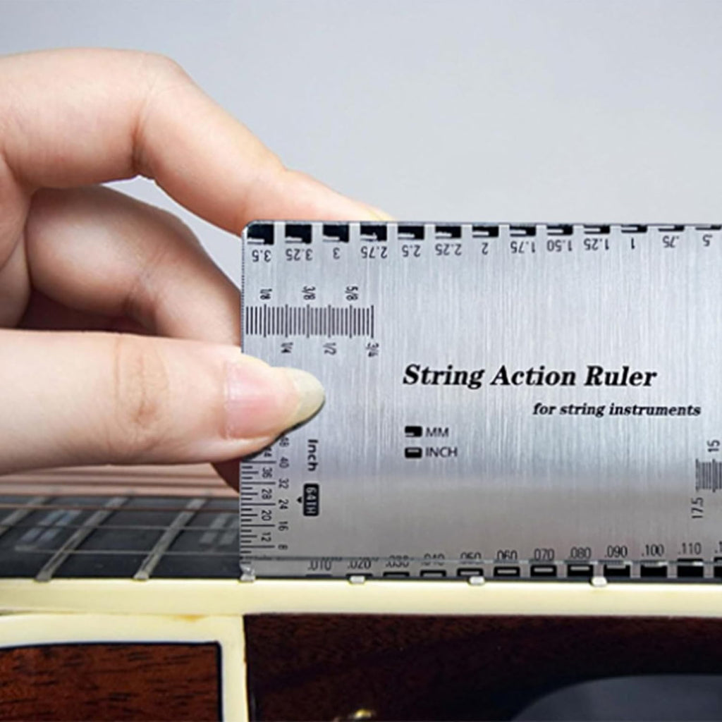 Guitar String Height Ruler String Action Gauge Ruler Set Up Repairing Luthier Tool for and Bass Setup Measuring Tool