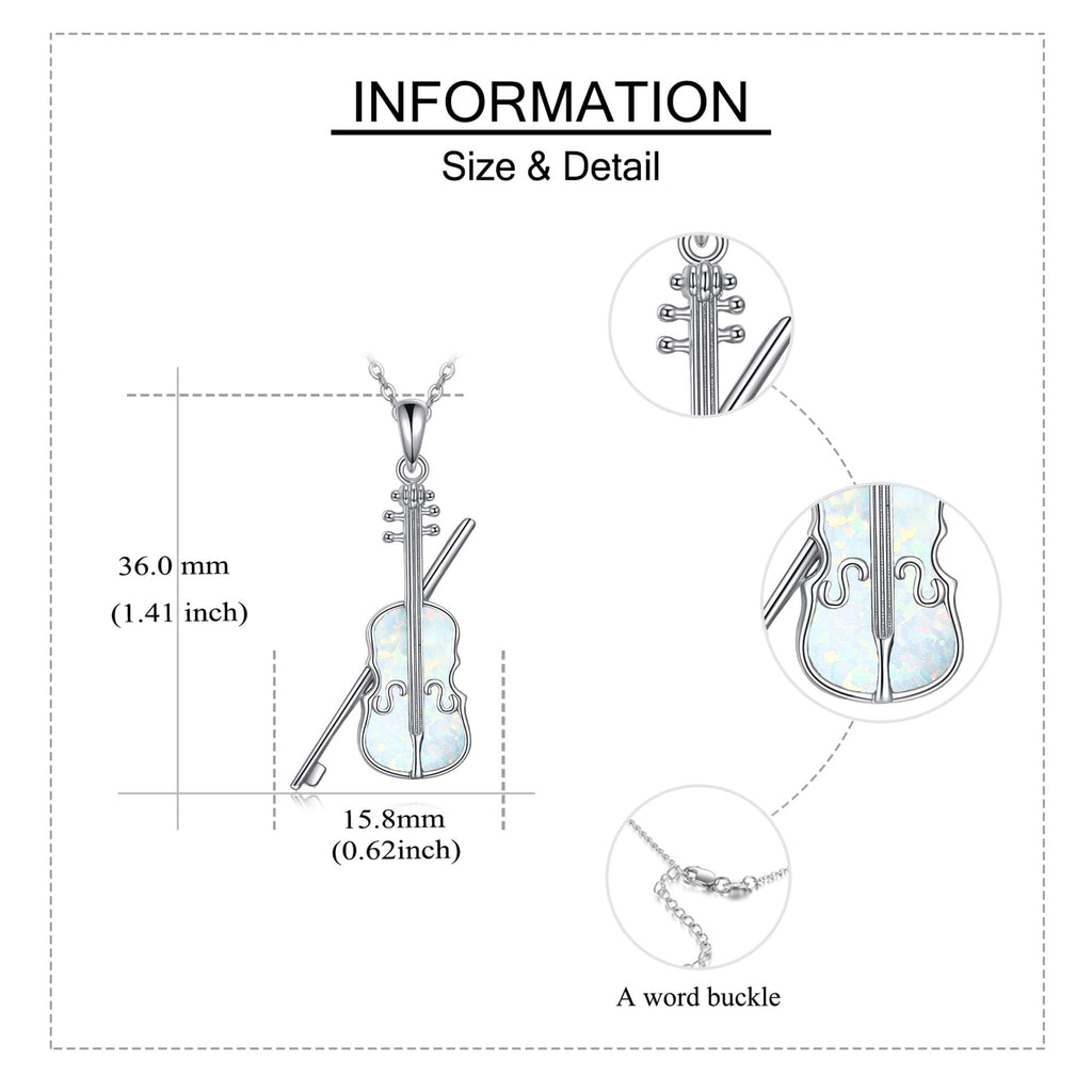 YAFEINI Violinist Cellist Gifts for Her 925 Sterling Silver Cello Violin Pendant Necklace Music Jewelry for Women Birthday Christmas Gifts