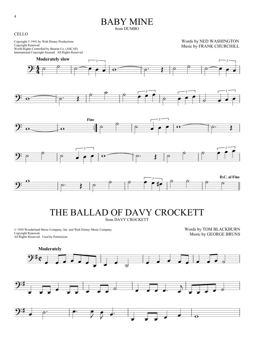 101 Disney Songs for Cello | Cello Sheet Music Songbook for Beginners and Intermediate Players | Solo Arrangements from Classic and Modern Disney Movies| Music Book for Students Teachers and Fans