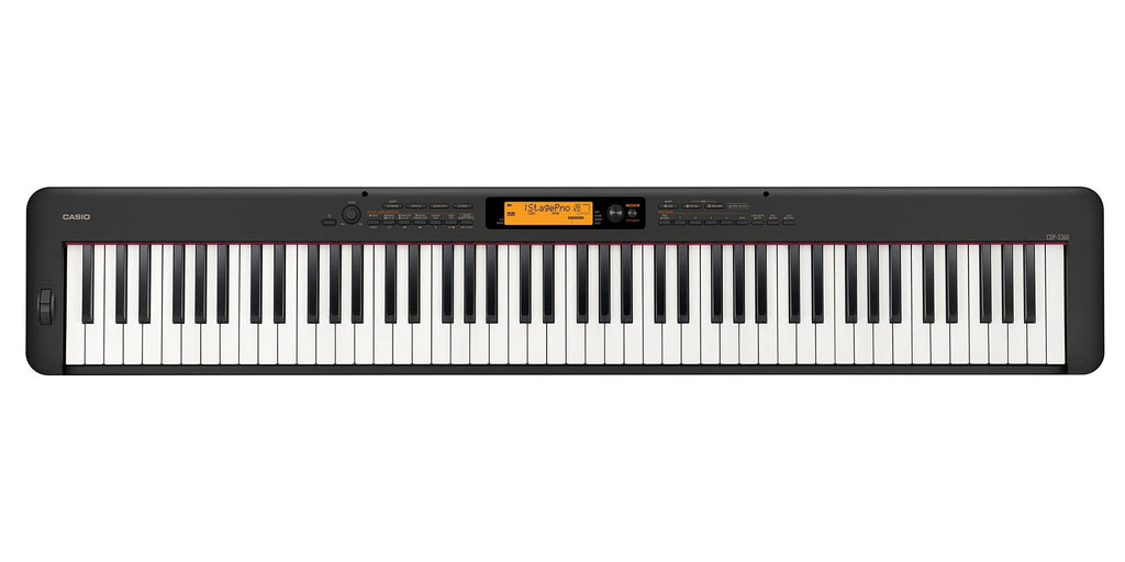 Casio CDP-S360 88-Key Compact Digital Piano - Black Bundle with CS-470P Stand, 3-Pedal System, Furniture Bench, Instructional Book, Online Lessons, Instructional DVD, and Austin Bazaar Polishing Cloth