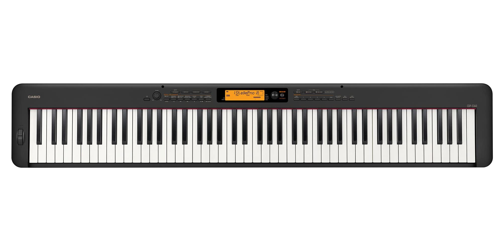 Casio CDP-S360 88-Key Compact Digital Piano - Black Bundle with CS-470P Stand, 3-Pedal System, Furniture Bench, Instructional Book, Online Lessons, Instructional DVD, and Austin Bazaar Polishing Cloth