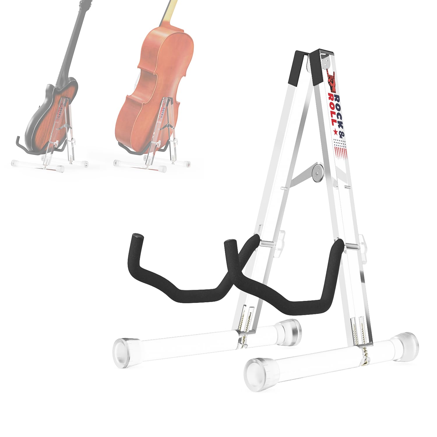 DIDA Guitar Stand, Acrylic Transparent Guitar Stand for Acoustic Guitar, Electric Guitar, Cello, Guitar Holder, Single Guitar Stand, Guitar Accessories (Merry Christmas, Electric Guitar/Cello/Bass)