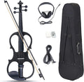 Violin 4/4 Electric Acoustic Full Pack Violin Basswood Fiddle with Violin Case Cover Bow for Musical Stringed Instrument Lover Beginner Cello Kit (Color : Black)