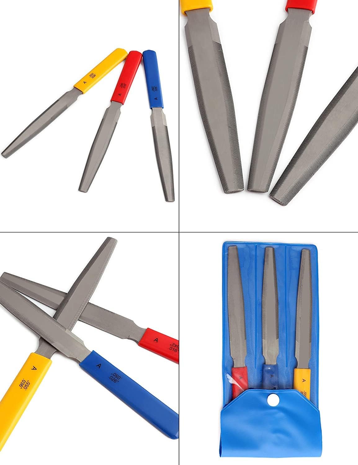 Electric Guitar files set,Acoustic Guitar file set,Bass Guitar files set,Tapered Nut Files Double Edge Nut Slotting Files,Fret Crowning Files Luthier Tools 3pcs set(Bass Guitar files)
