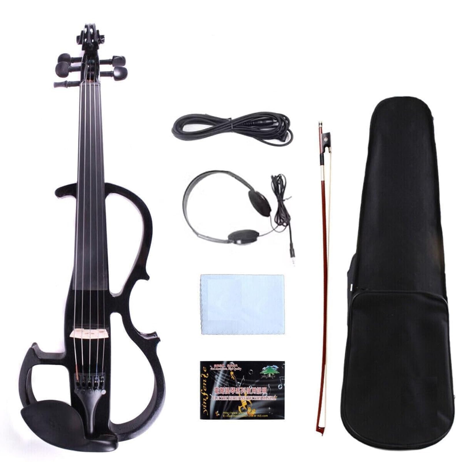 Vetimobato 16 Inch Silent Electric Viola Set- Solidwood Body with Ebony Fittings Metallic Coating Full Viola Set for Beginner Practice Professional Performance and Studio Recording (Blue, 4 String)