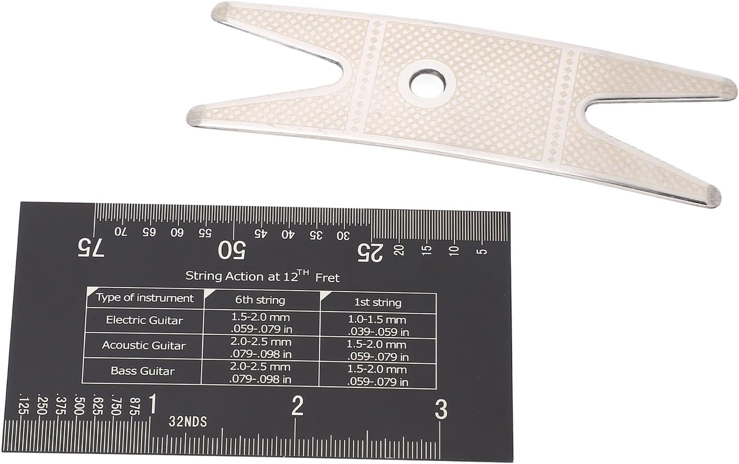 WALFRONT Guitar Luthier Tools Kit String Action Ruler Gauge String Height Gauge Action Tool with Adjustable Wrench for Electric Bass Acoustic Guitar Mandolin Banjo Repair