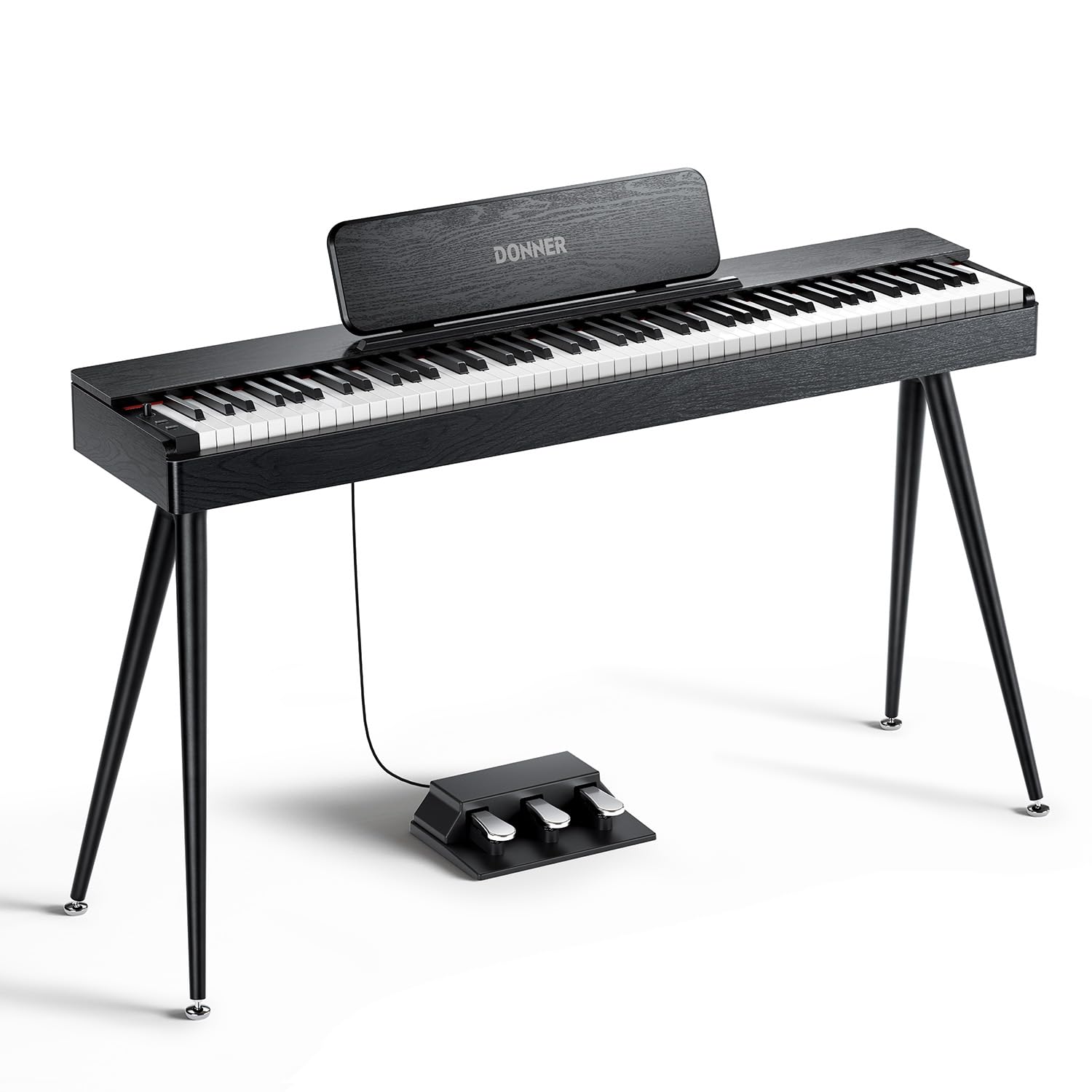 Donner OURA S100 Digital Piano with 88 Key Graded Hammer Weighted Keyboard for Beginner, Full Size Electric Piano Keyboard with Bluetooth, 3 Original Demos, LOCAL OFF, 2×10 W, Piano Three Pedal,White
