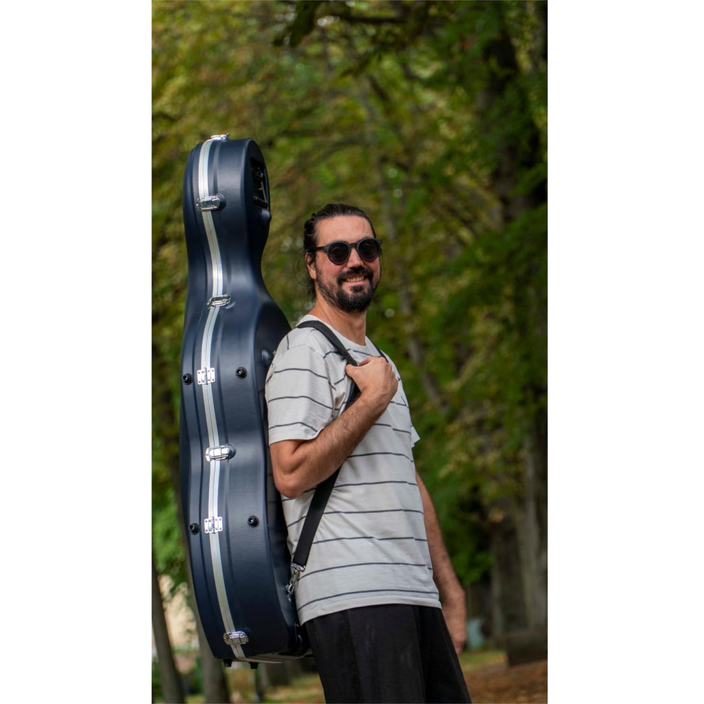 Crossrock ABS Cello Case for 4/4 & 3/4 Size | Wine Red Velvet Interior, Molded Hardshell with Wheels, Lock, Dual Bow Holders & Backpack Straps-Dark Red (CRA862CEFDR)