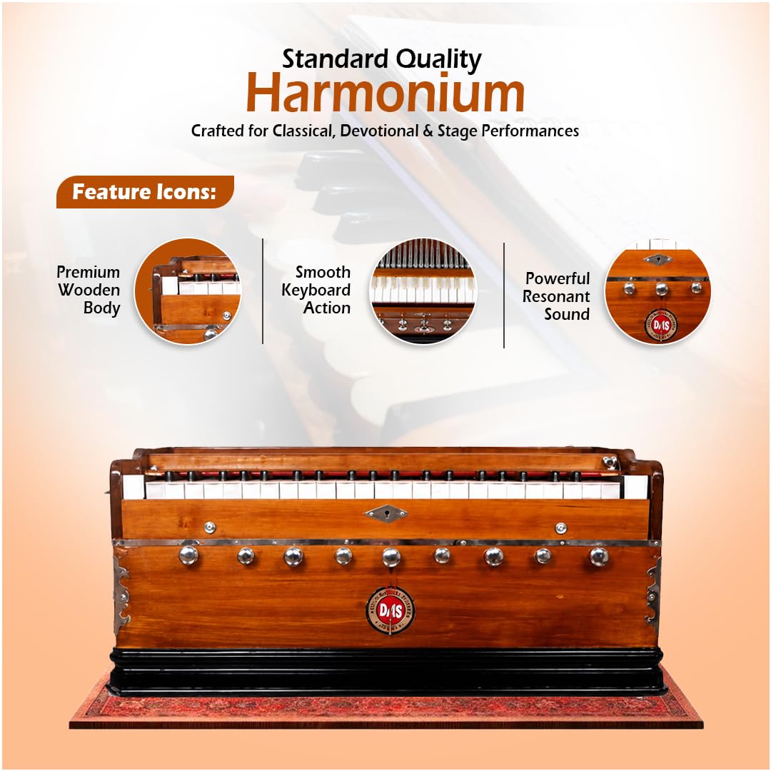 VRINDAVANBAZAAR.COM Standard Quality Harmonium, Comes with a Bag -Vrindavan Bazaar (Standard Quality)