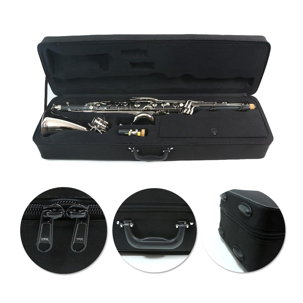 Vetimobato Advance Bass Clarinet Low E Bb flat Synthetic Wood LOWE Clarinete profesional Level Nickel Plated keys with Case Easy blowing (Low E Bb key)