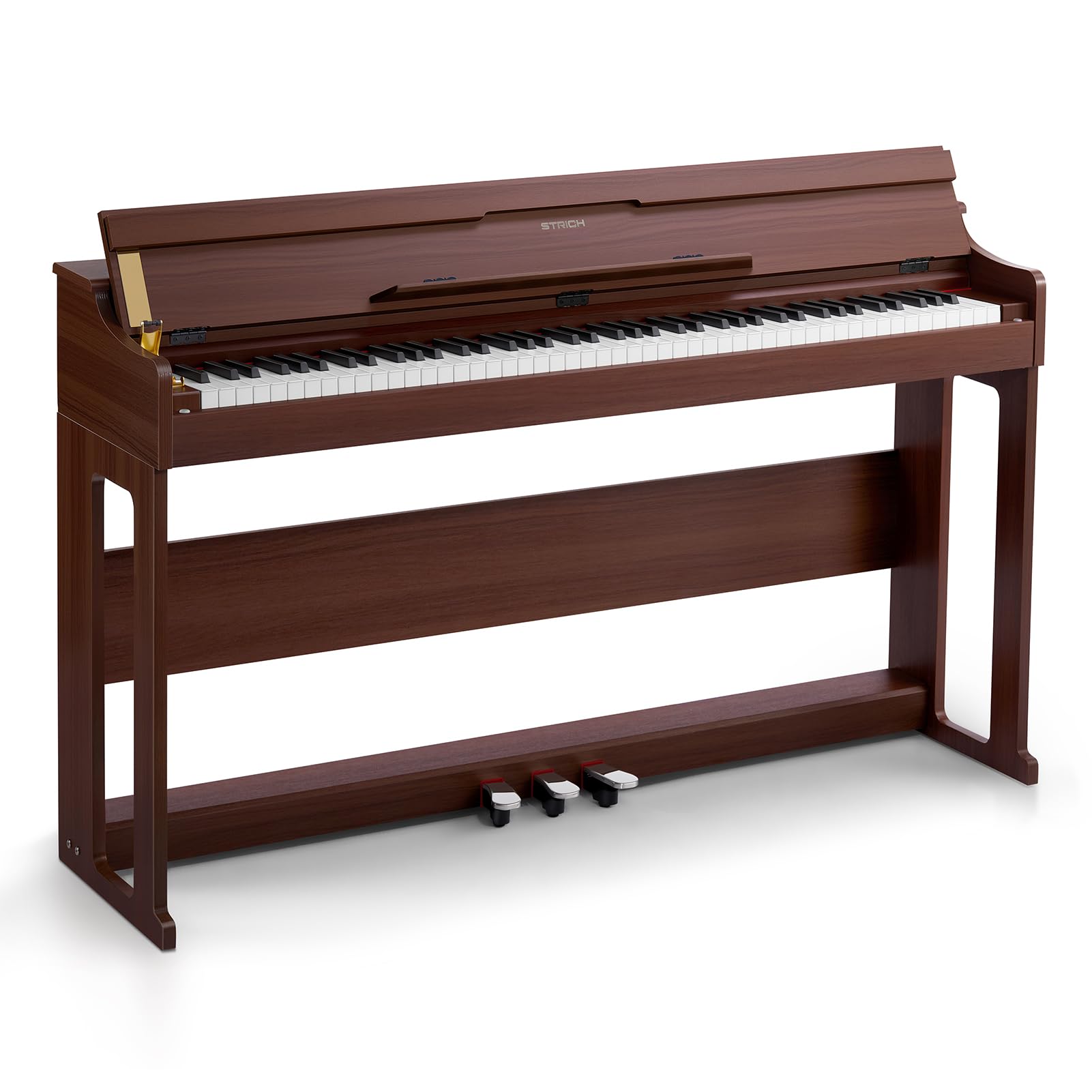 STRICH Digital Piano 88 Keys, Hammer-Action Weighted Keyboard, Full size Electric Piano Keyboard with Furniture Stand, 25Wx2 Speakers, Supports USB-MIDI/Wireless Connect, SDP-300W (Color Walnut Wood)
