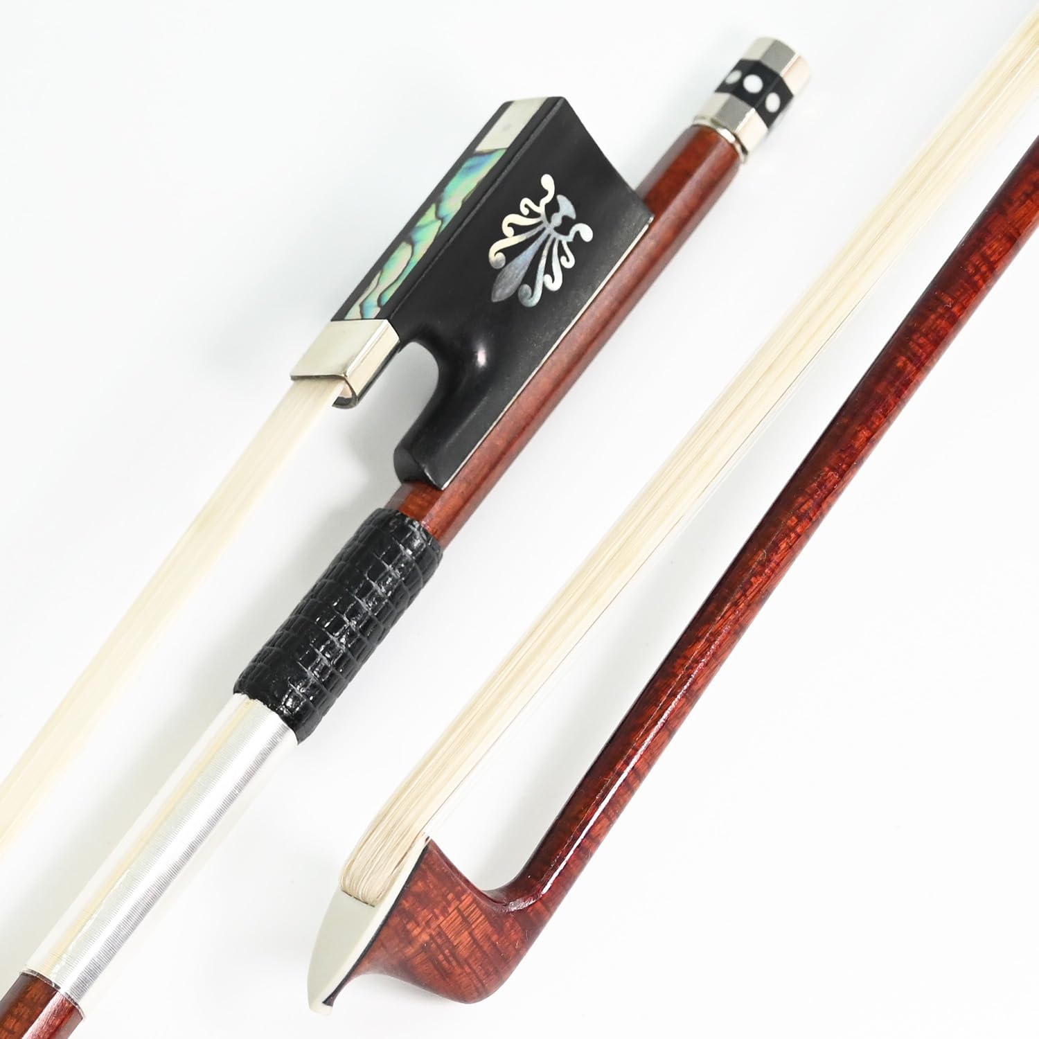 Carbon Fiber Core Hybrid Peranmbuco Skin Violin Bow 4/4 Size VINGOBOW 127V Master Level Fleur-de-lys Snakewood Frog 4 4 Full Straight Premium Natural Horse Hair for Porfessional Player …