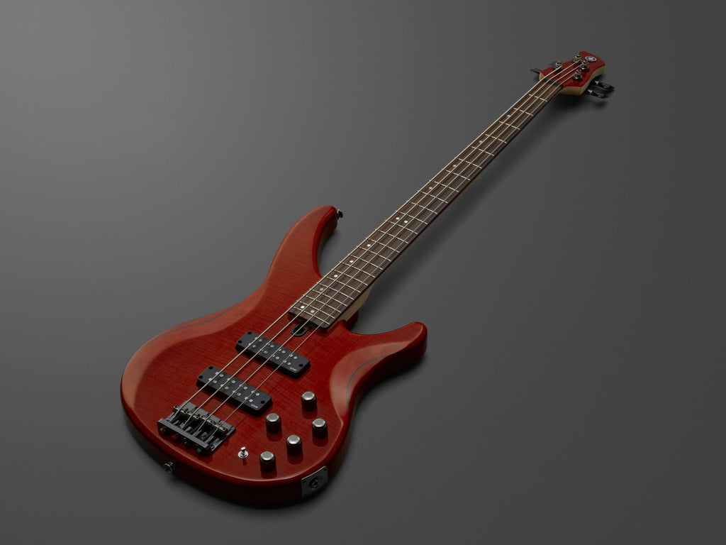 Yamaha TRBX604 4-String Flamed Maple Bass Guitar, Indigo Blue