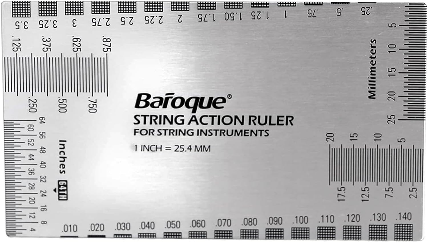 Muloo Stainless Steel String Action Ruler Gauge Guitar Repairing Tool for Guitar, Ukulele, Bass, Banjos, Mandolin Durable