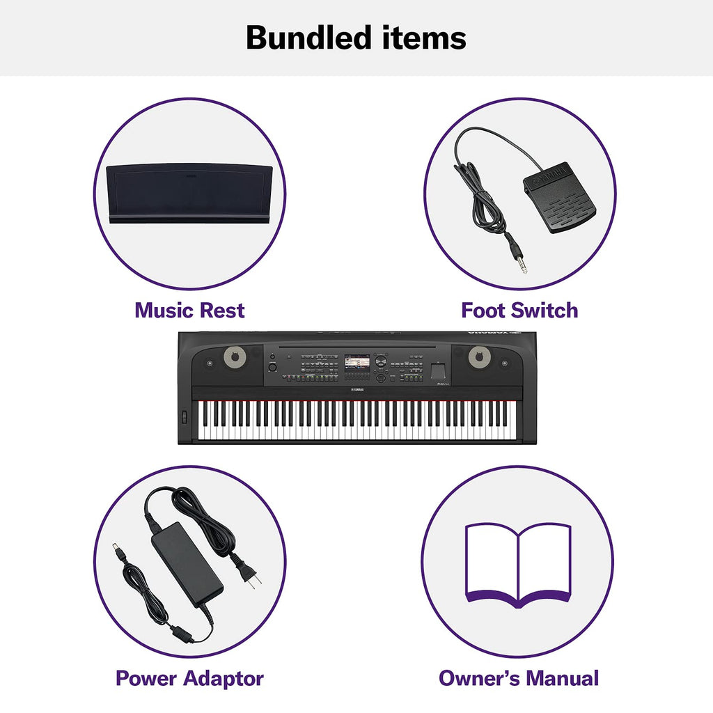 Yamaha DGX-670B, 88-Key Weighted Digital Piano with Sustain Foot Switch and Music Rest, Black - Furniture Stand Sold Separately