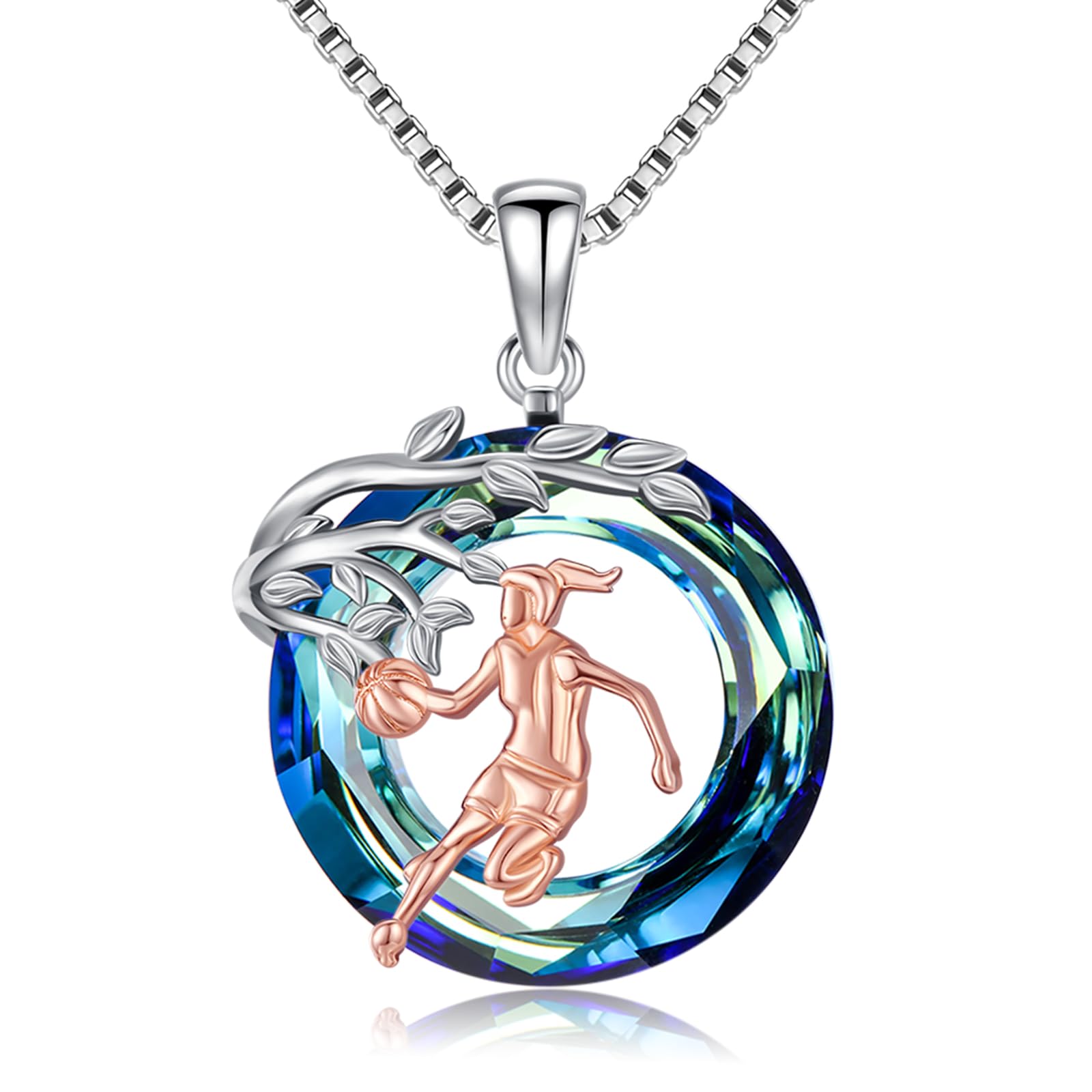 Sport/Music Necklace for Women 925 Sterling Silver Crystal Pendant Tree of Life Jewelry Gifts for Sport Players