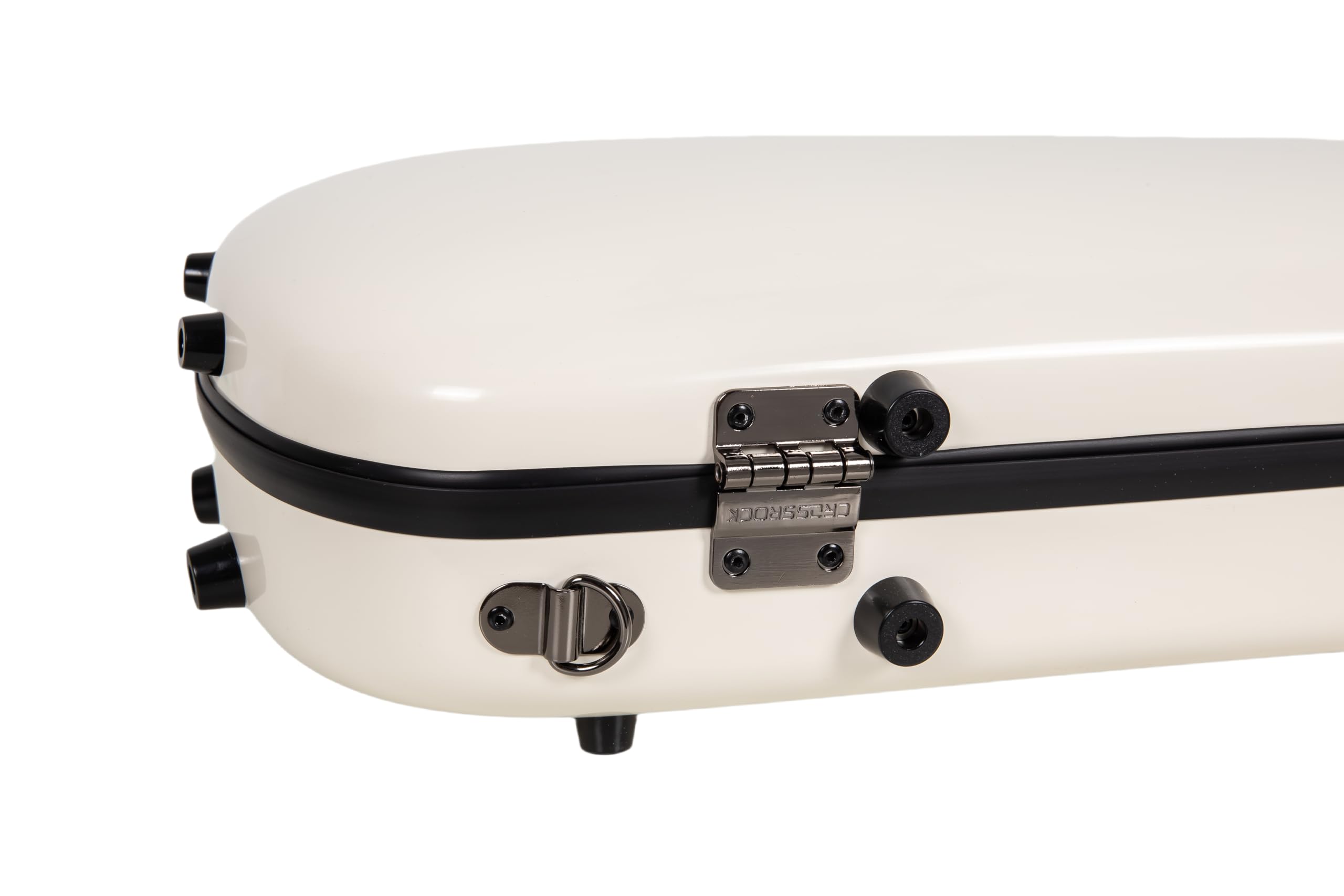 Crossrock Fiberglass Double Violin Case fits Two 4/4 Full-Size Violins- Includes TSA lock, Protective Blanket, Hygrometer, Removable Shoulder Straps- Milky White (CRF2020DVMW)
