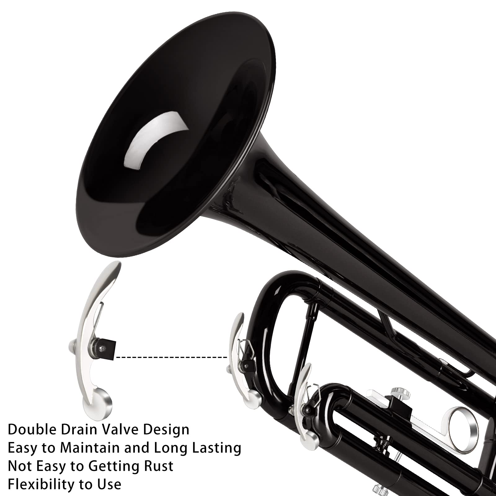 EASTROCK Bb Trumpet Standard Trumpet Set with Carrying Case,Gloves, 7C Mouthpiece, Cleaning Kit, Tuning Rod (Red Antique)