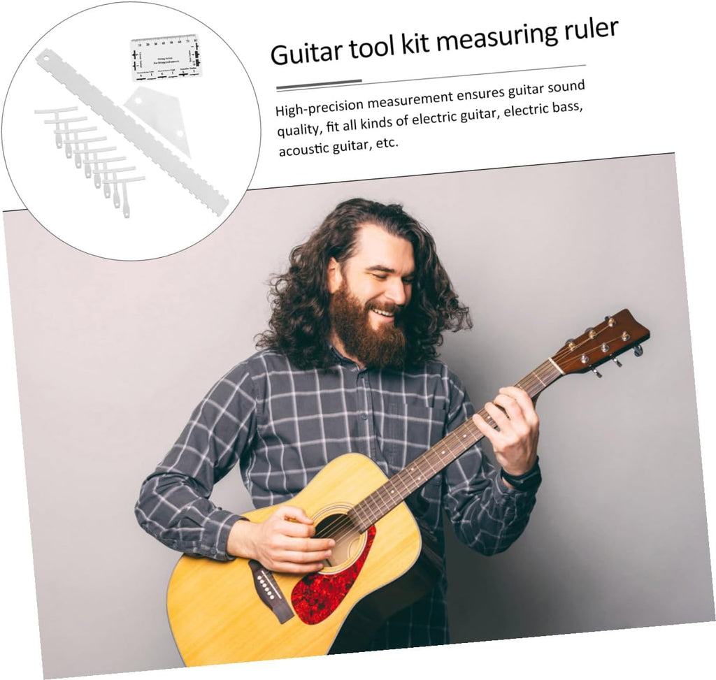 12pcs Guitar Luthier Tool Kit Complete Set Radius Gauge String Action Ruler Straight Edges Fret Rocker for Guitar Repair