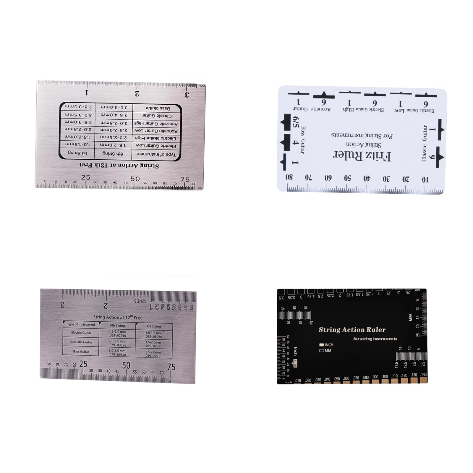 String Action Ruler Gauge String Height Measurement Tool Guitar Fret Leveling Ruler Set Up Repair Enduring Measuring