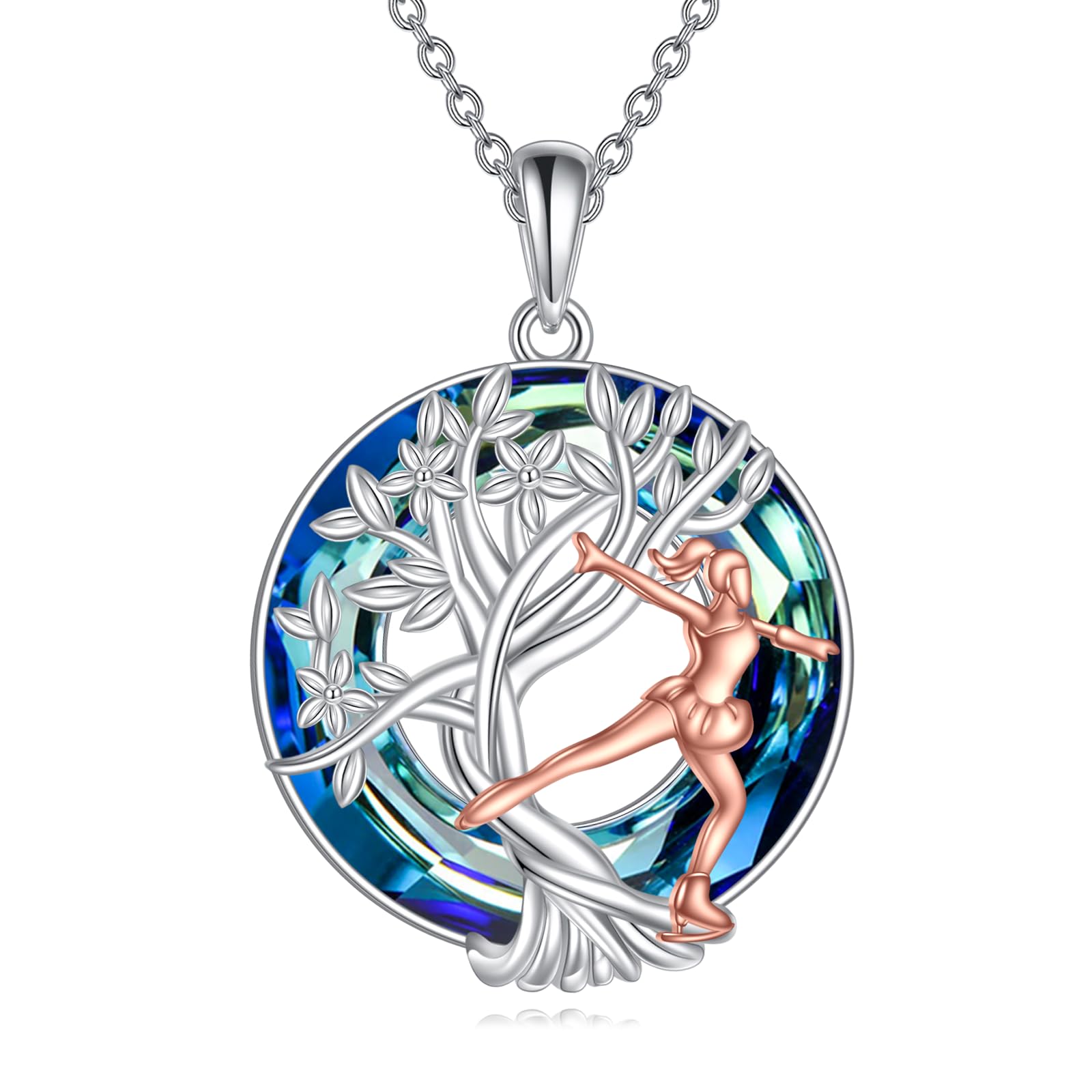 YFN Tree of Life Necklace Sterling Silver Crystal Jewelry Graduation Birthday Gifts for Women